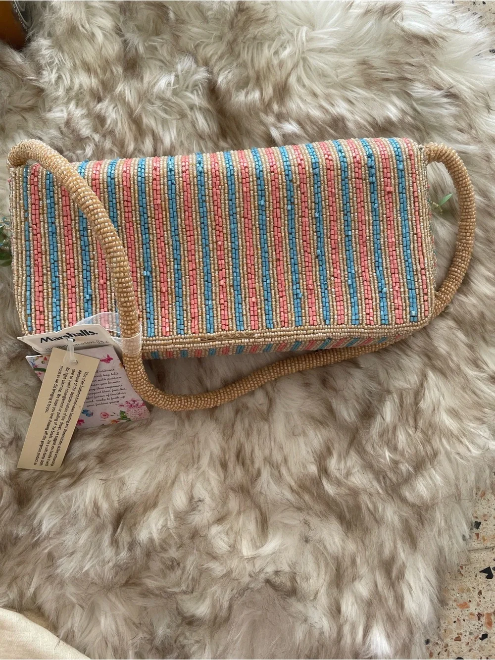 Beaded Floral Embellished Handbag in Multicolor
